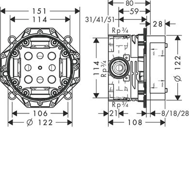 Axor | 01700180 Ibox Внутренняя часть смесителя