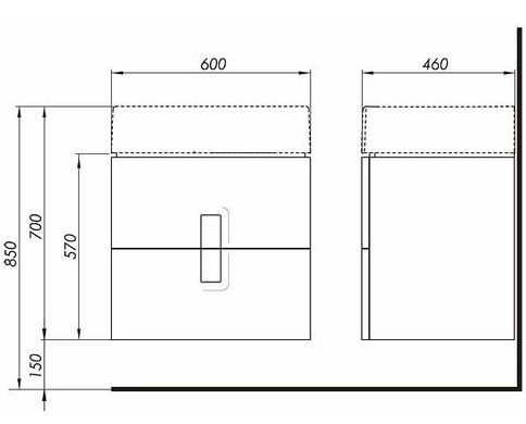 Kolo | 89492000 TWINS шкафчик под умывальник 60 см с двумя ящиками; белый глянец
