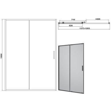 Devit | FEN3640B ART Душевые двери 1400, черный матовый; без поддона; стекло прозрачное