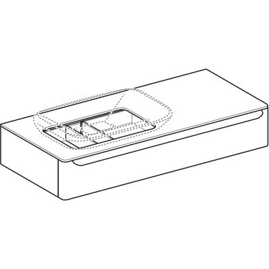 Geberit | 824260000 myDay Тумба для умивальника 60 см;що вбуд. в стільницю;з полицею справа;з вирізом під сифон зліва;з 1 висув. ящиком;колір білий глянець