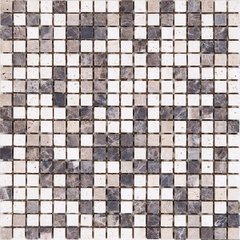 Плитка Mozaico De Lux | K-Mos Travertino Mix Emperador (15X15) 30,5X30,5
