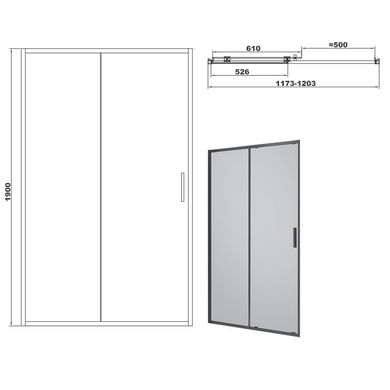 Devit | FEN3540B ART Душевые двери 1200, черный матовый; без поддона; стекло прозрачное