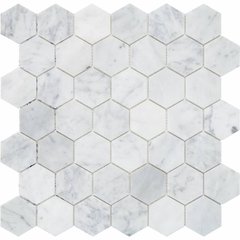 Плитка Mozaico De Lux | C-Mos Hexagon Bianco Carrara Pol 30,5X30,5