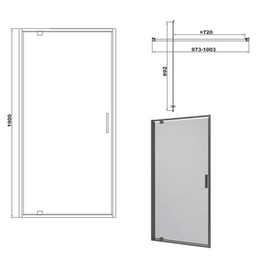 Devit | FEN3440B ART Двери в нишу 1000, черный матовый; без поддона; стекло прозрачное