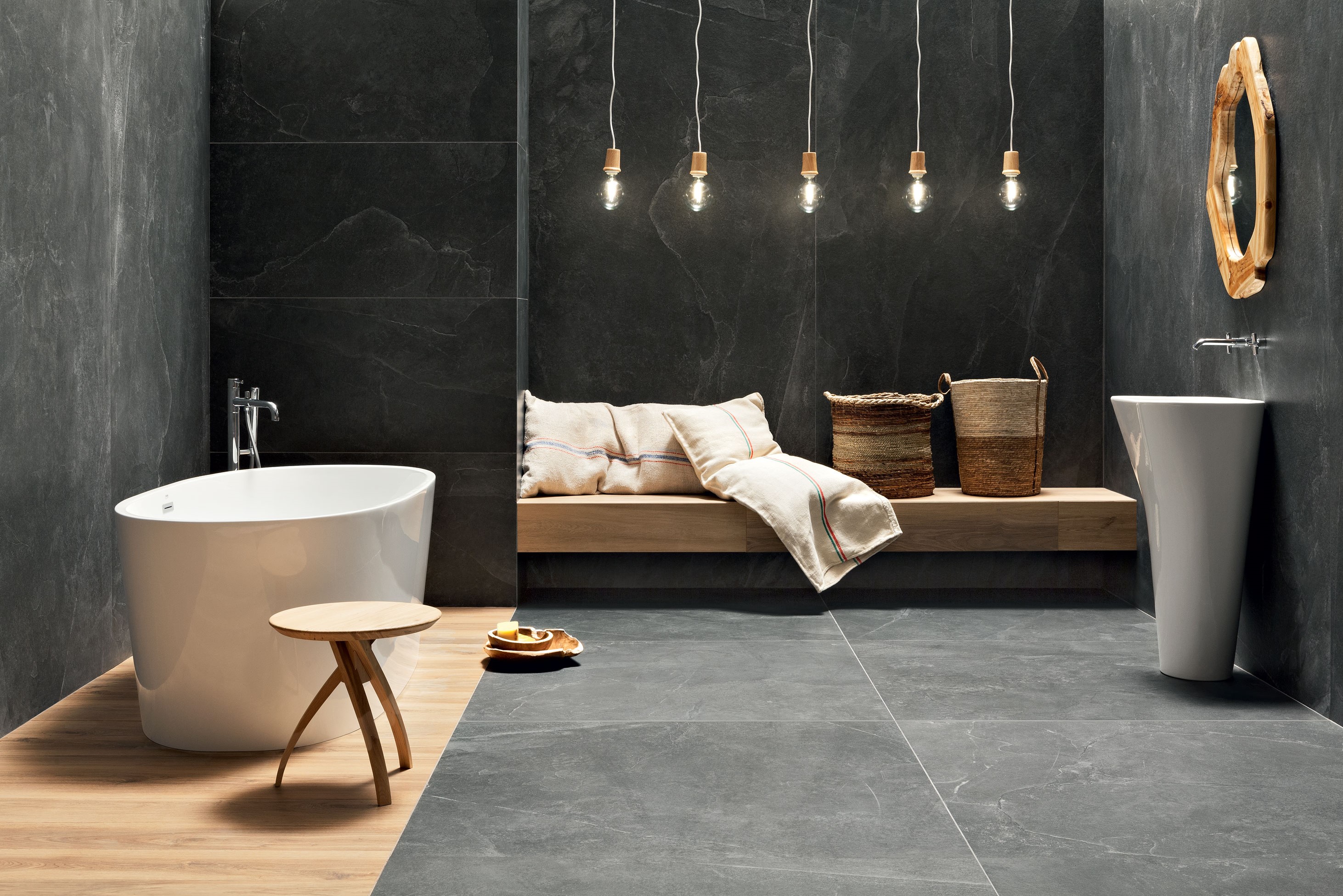 Тёмная плитка в ванной: нескучные модные решения для вашего интерьера